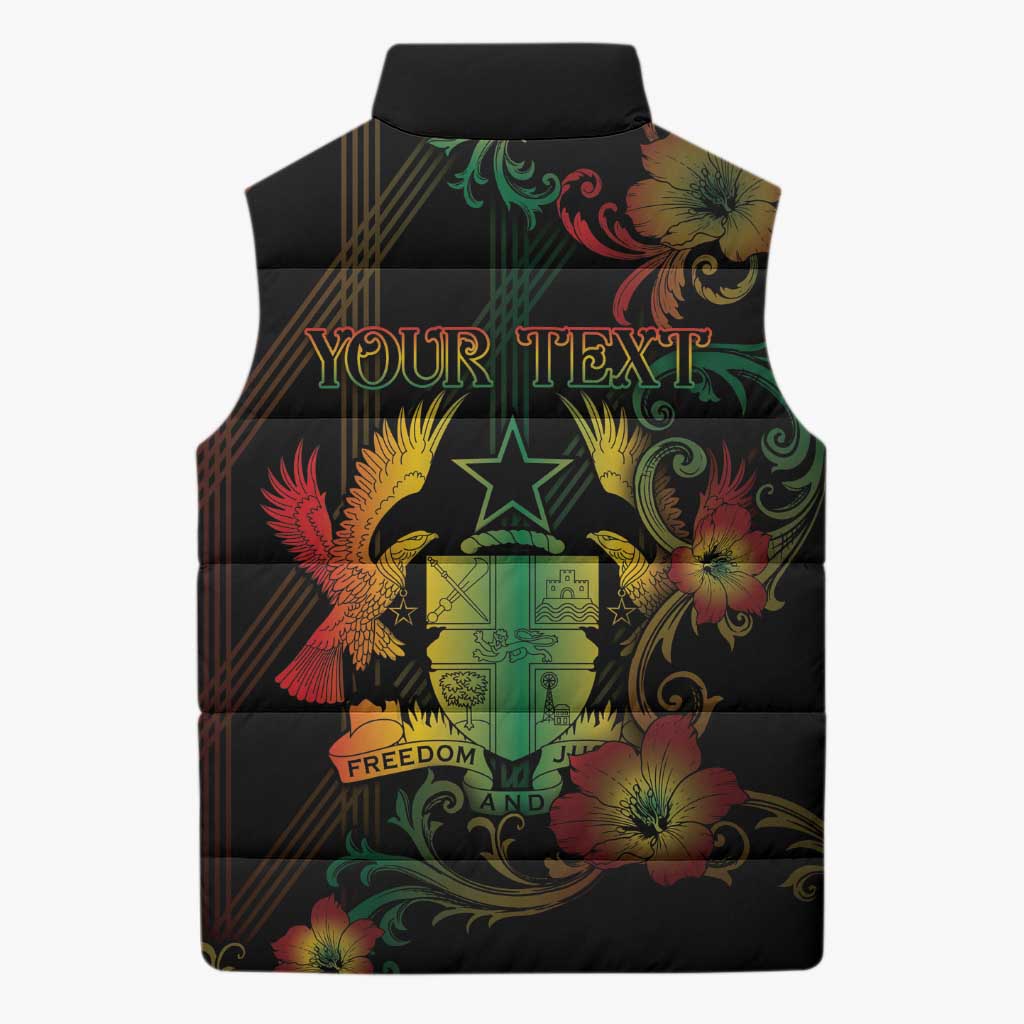 Personalized Ghana Sleeveless Puffer Jacket Eagle Of Freedom And Justice