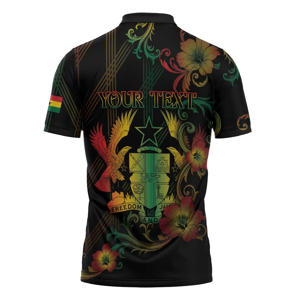 Personalized Ghana Zipper Polo Shirt Eagle Of Freedom And Justice