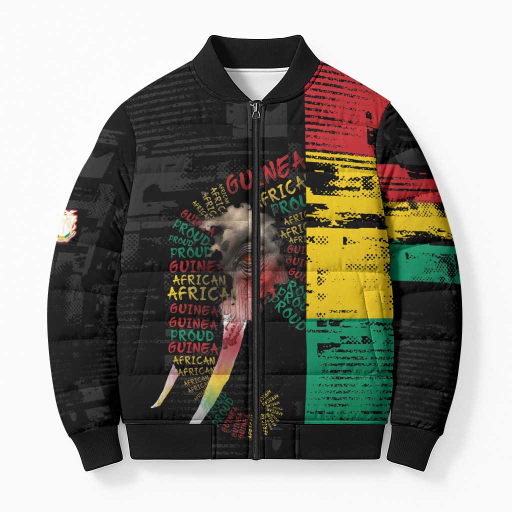 Personalized Guinea Bomber Puffer Jacket Elephant Soul African