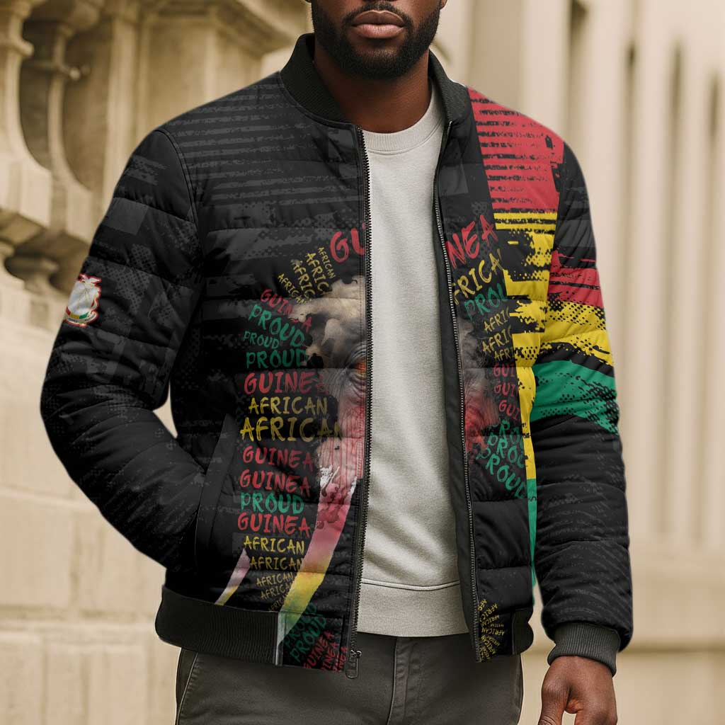 Personalized Guinea Bomber Puffer Jacket Elephant Soul African