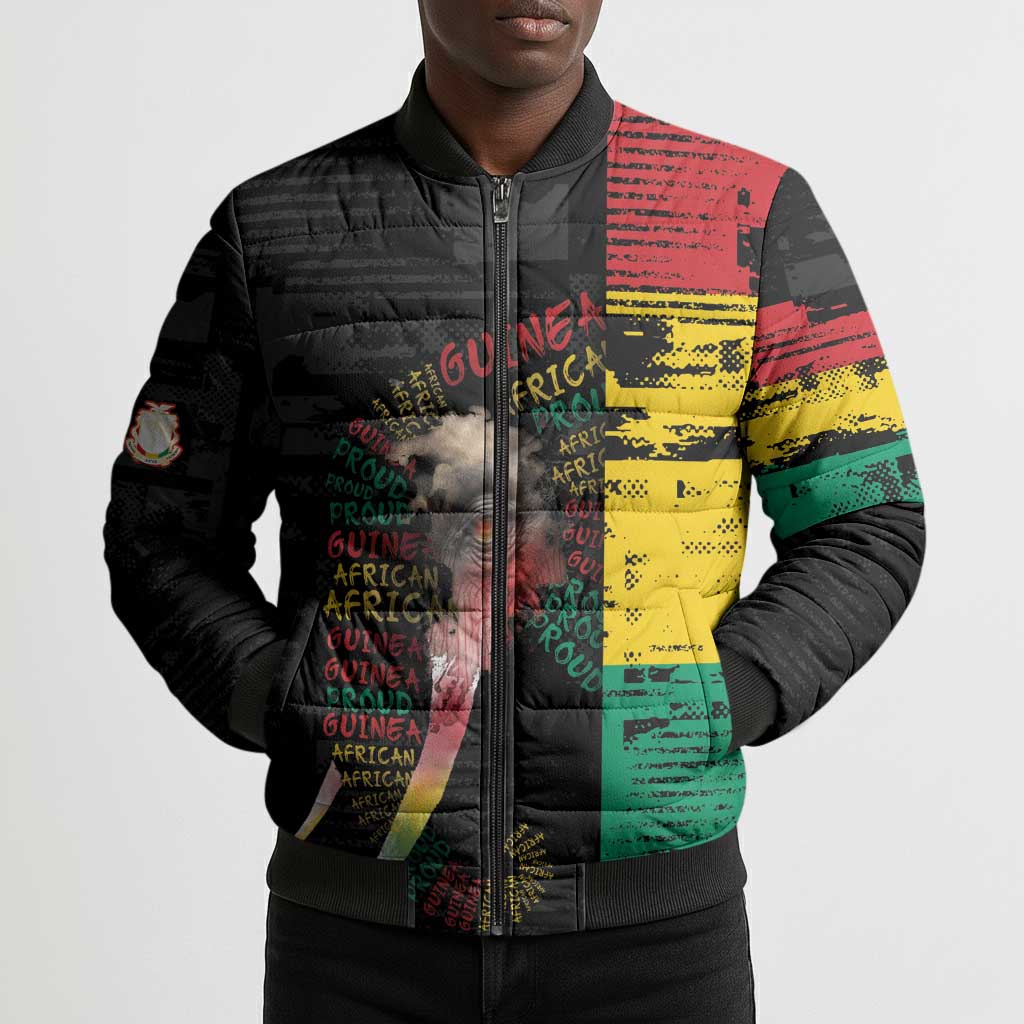 Personalized Guinea Bomber Puffer Jacket Elephant Soul African