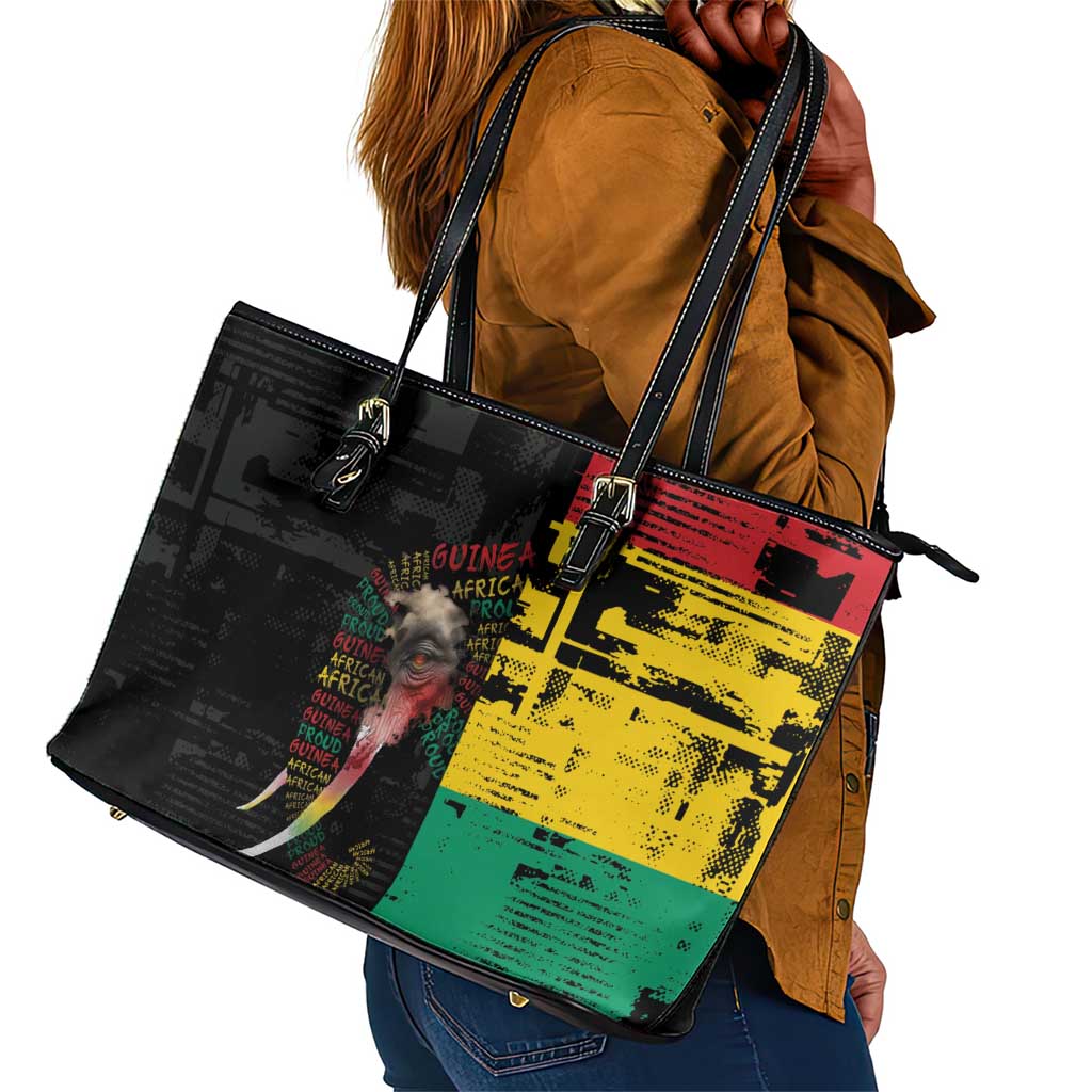 Guinea Leather Tote Bag Elephant Soul African