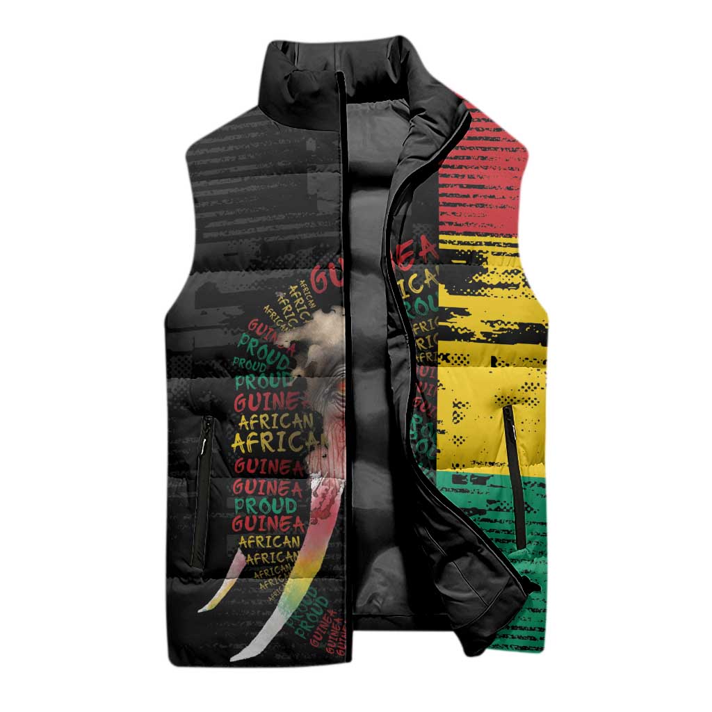 Personalized Guinea Sleeveless Puffer Jacket Elephant Soul African