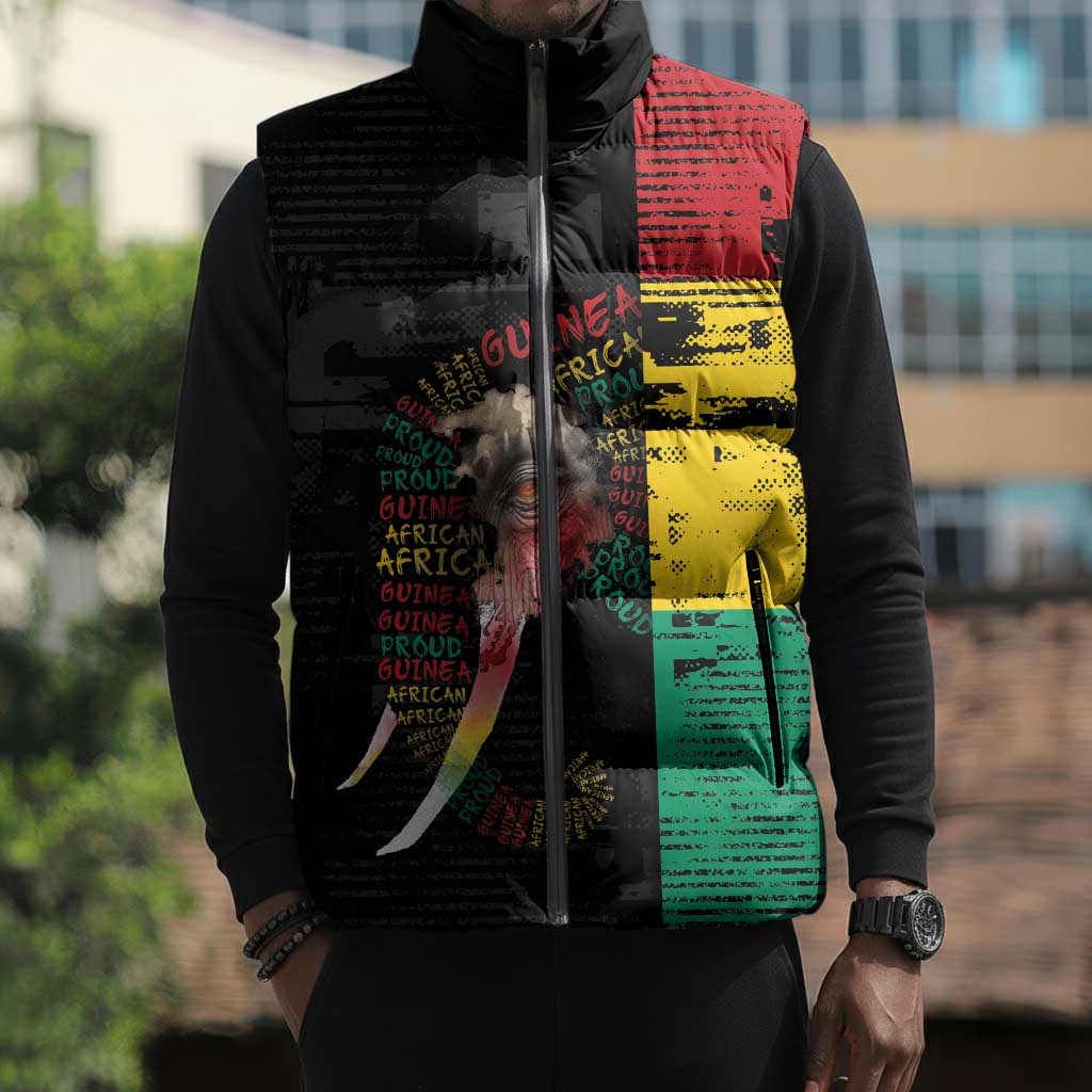 Personalized Guinea Sleeveless Puffer Jacket Elephant Soul African