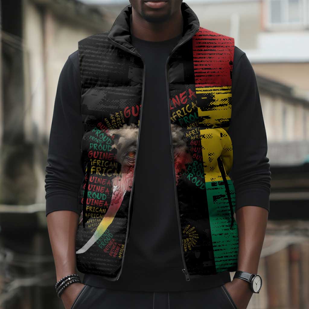 Personalized Guinea Sleeveless Puffer Jacket Elephant Soul African