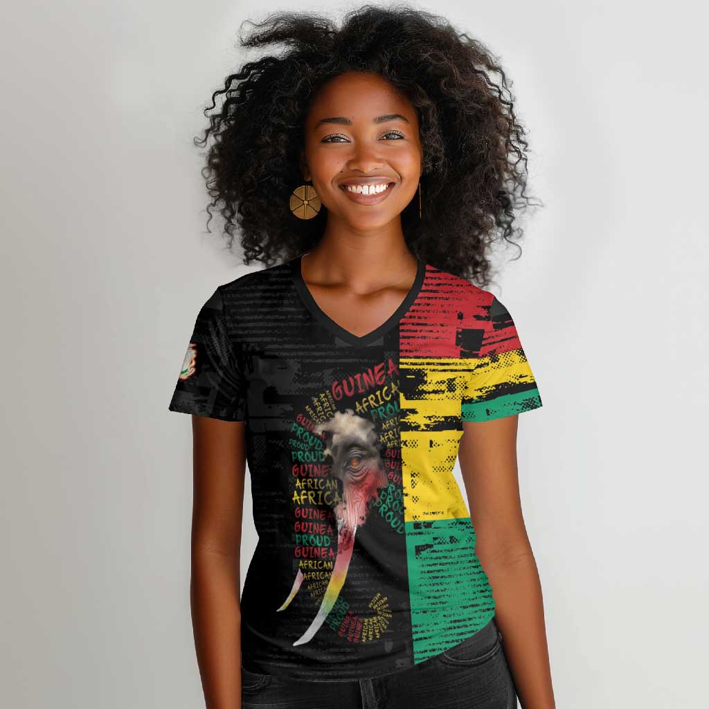 Personalized Guinea Women V-Neck T-Shirt Elephant Soul African