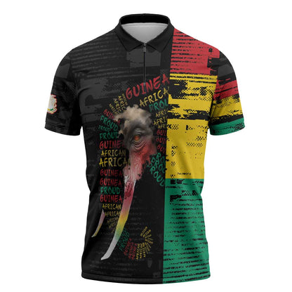 Personalized Guinea Zipper Polo Shirt Elephant Soul African