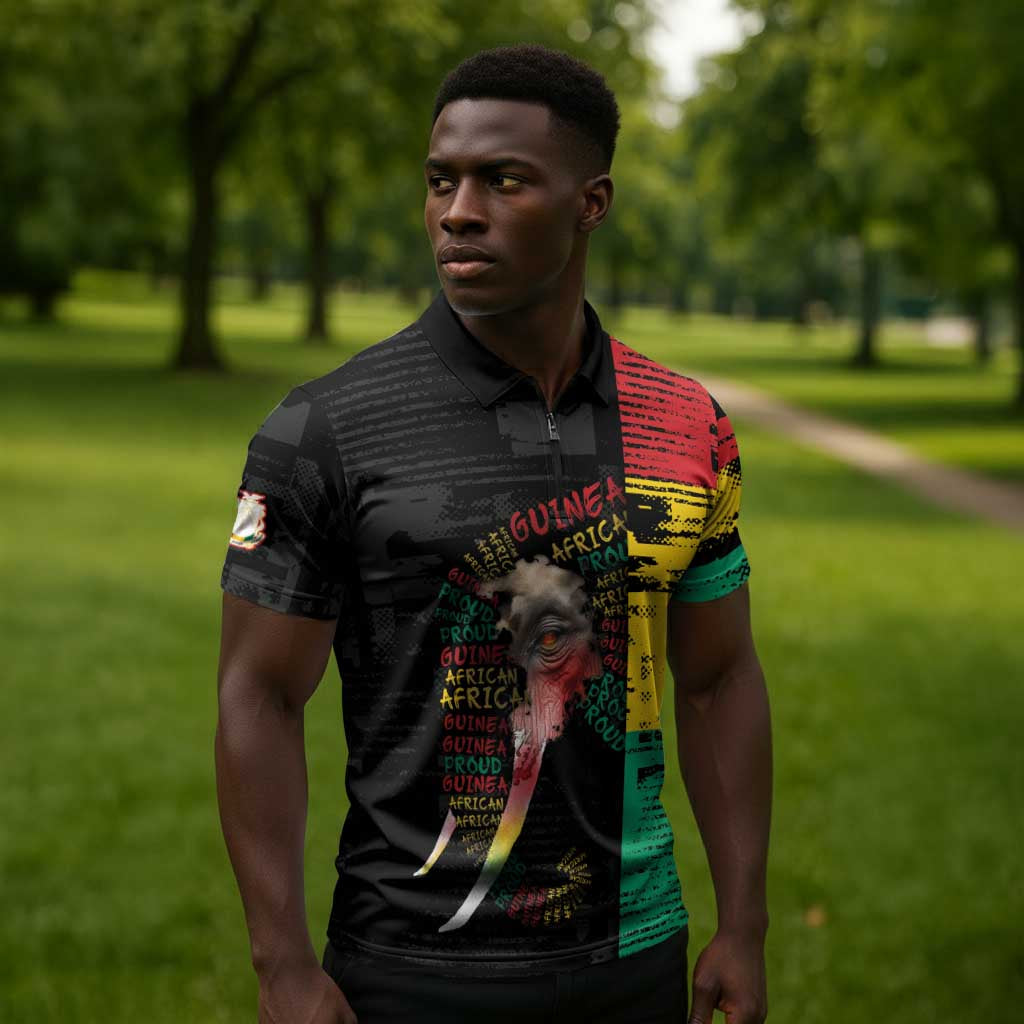 Personalized Guinea Zipper Polo Shirt Elephant Soul African