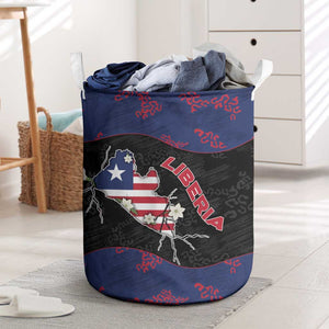 Liberia Laundry Basket Map With Pepper Flowers Scratch Texture