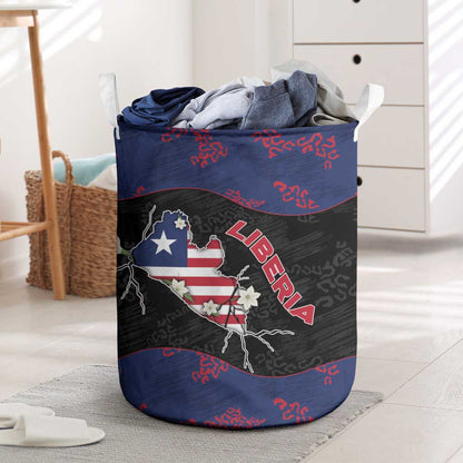 Liberia Laundry Basket Map With Pepper Flowers Scratch Texture