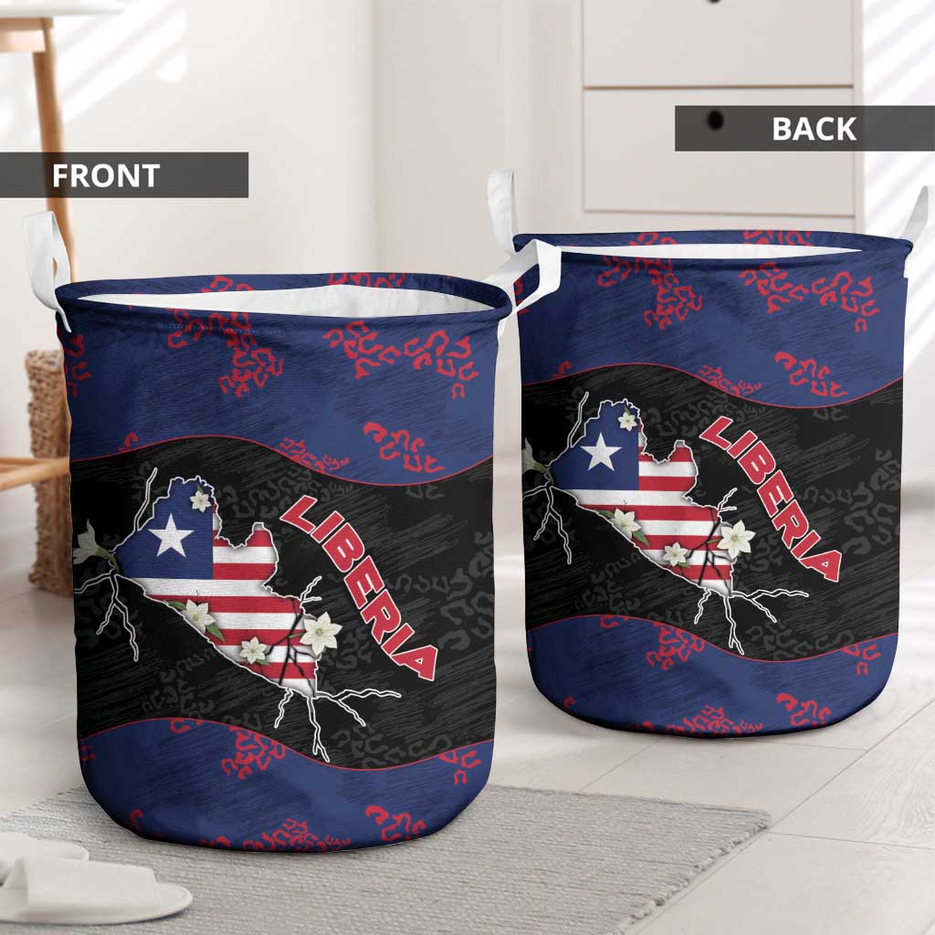 Liberia Laundry Basket Map With Pepper Flowers Scratch Texture