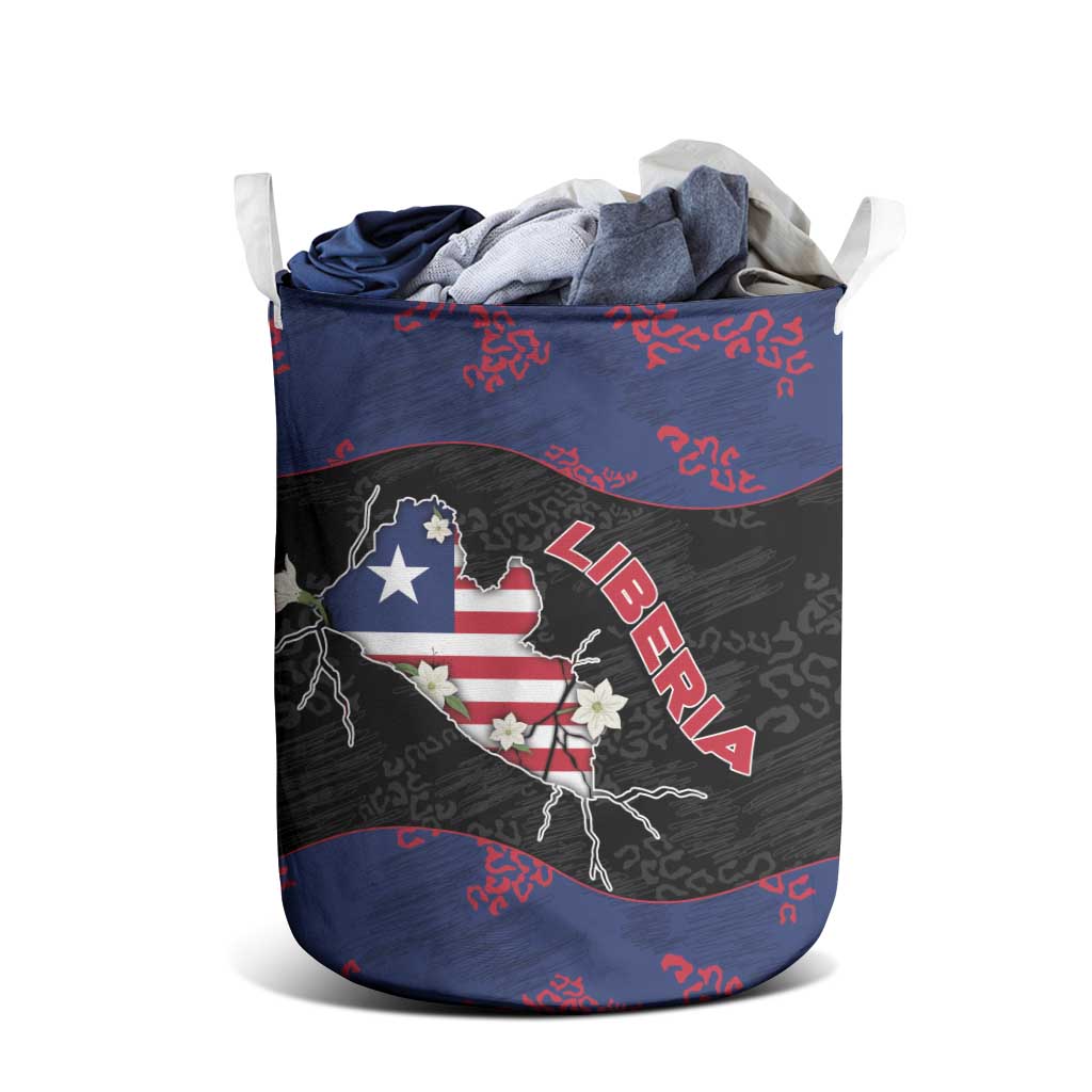Liberia Laundry Basket Map With Pepper Flowers Scratch Texture
