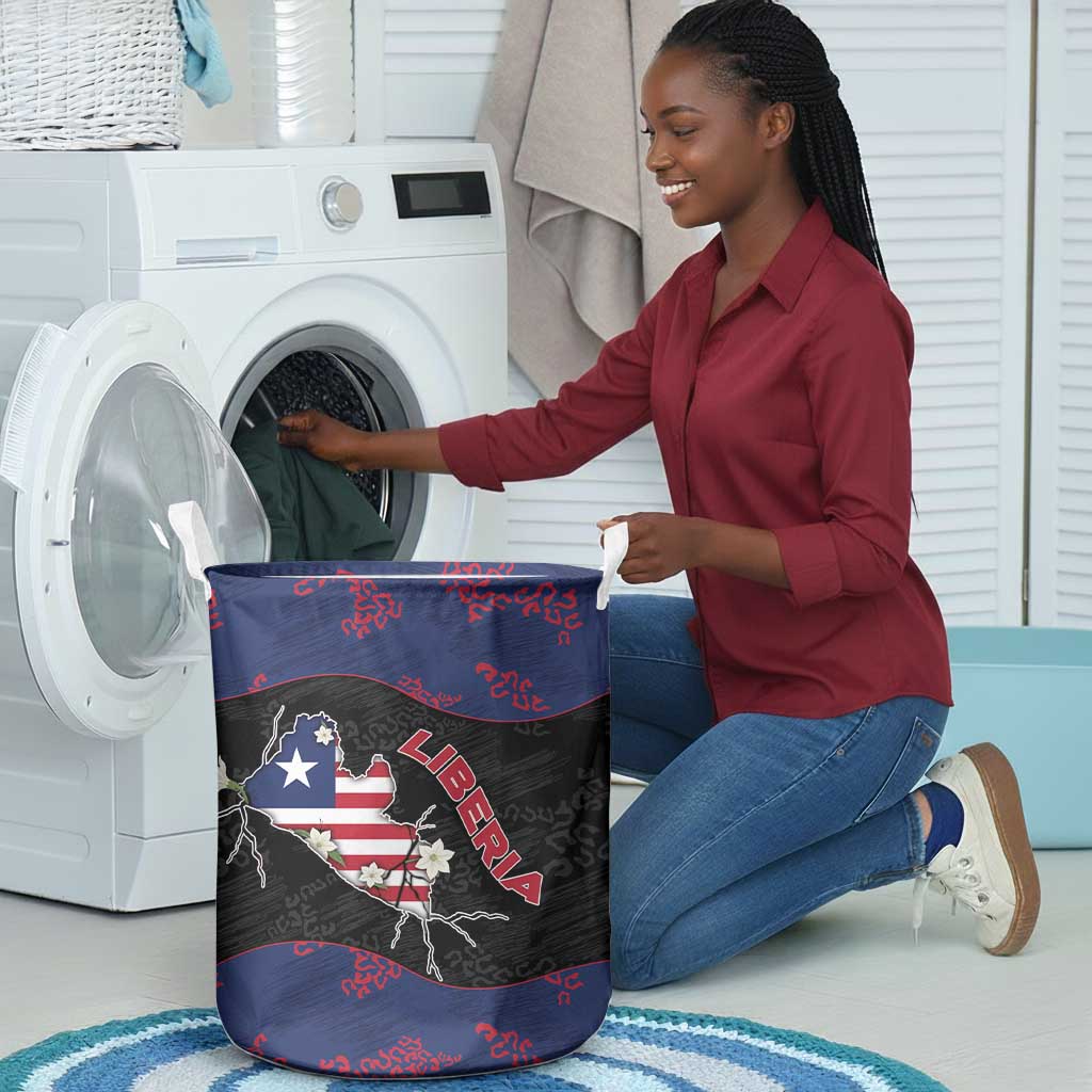 Liberia Laundry Basket Map With Pepper Flowers Scratch Texture