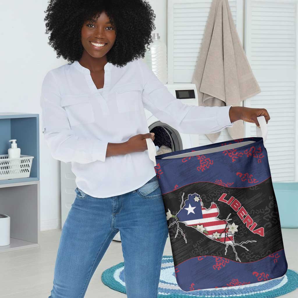 Liberia Laundry Basket Map With Pepper Flowers Scratch Texture
