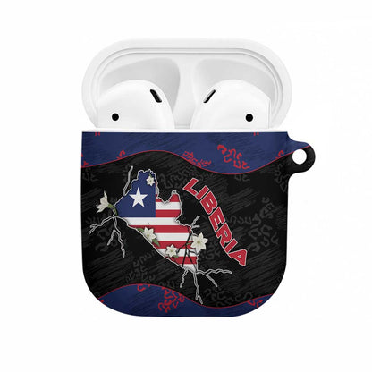 Liberia AirPods Case Map With Pepper Flowers Scratch Texture
