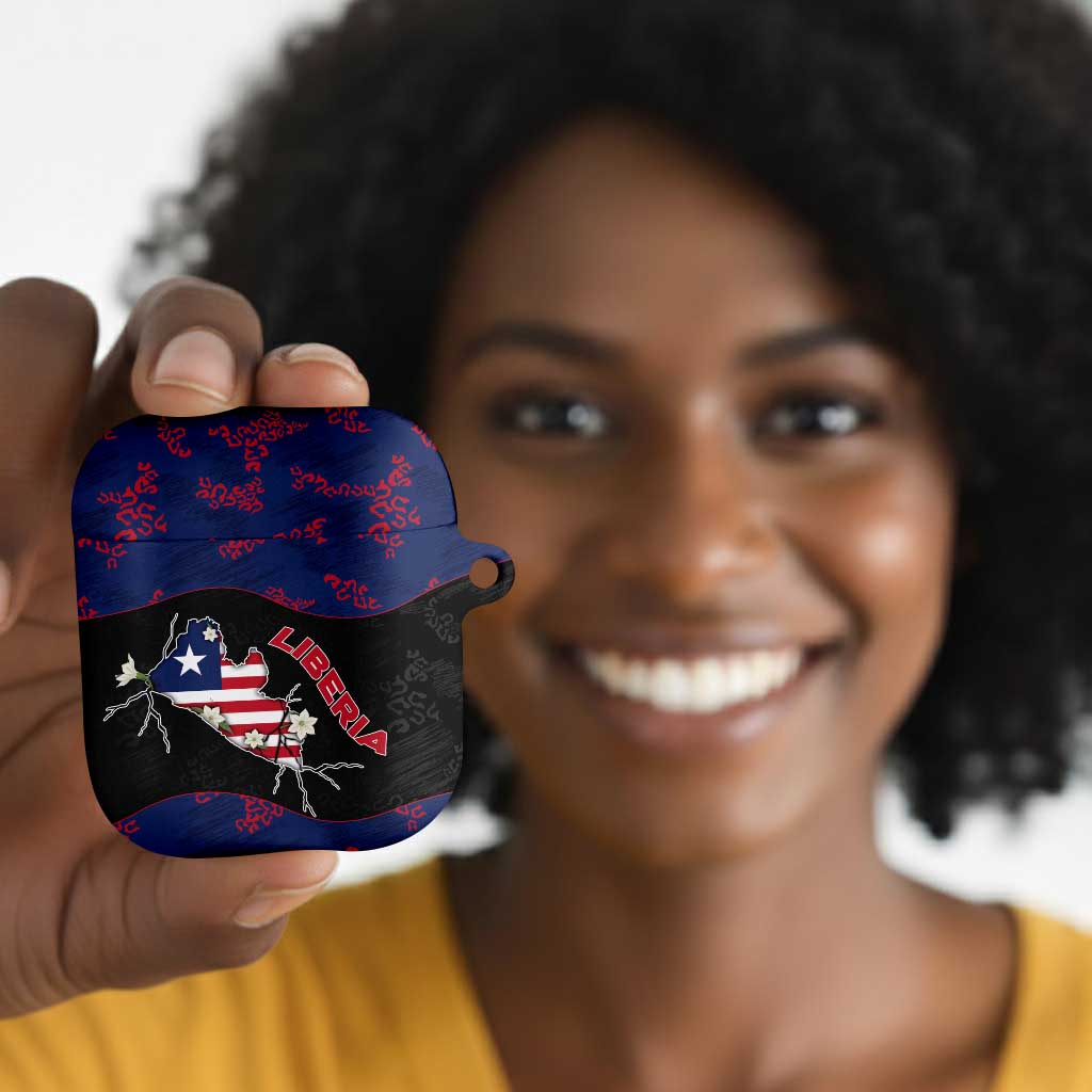 Liberia AirPods Case Map With Pepper Flowers Scratch Texture