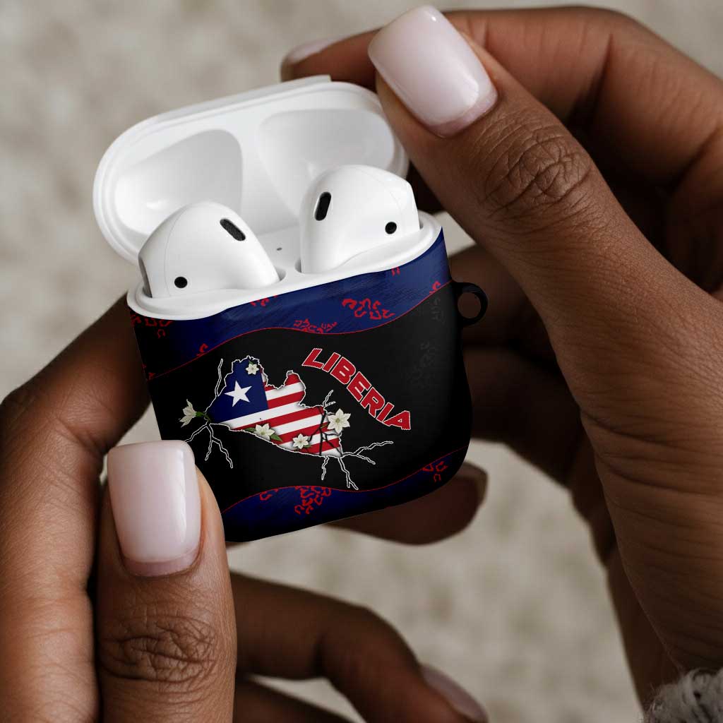 Liberia AirPods Case Map With Pepper Flowers Scratch Texture
