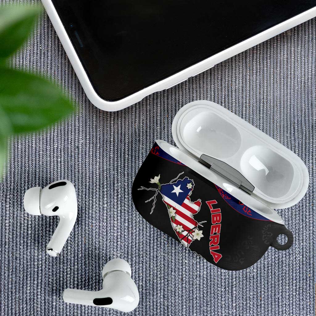 Liberia AirPods Case Map With Pepper Flowers Scratch Texture