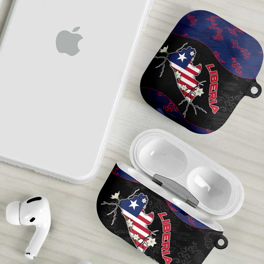 Liberia AirPods Case Map With Pepper Flowers Scratch Texture