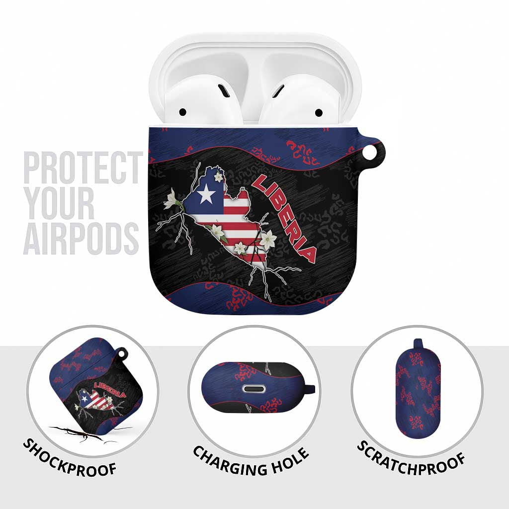 Liberia AirPods Case Map With Pepper Flowers Scratch Texture