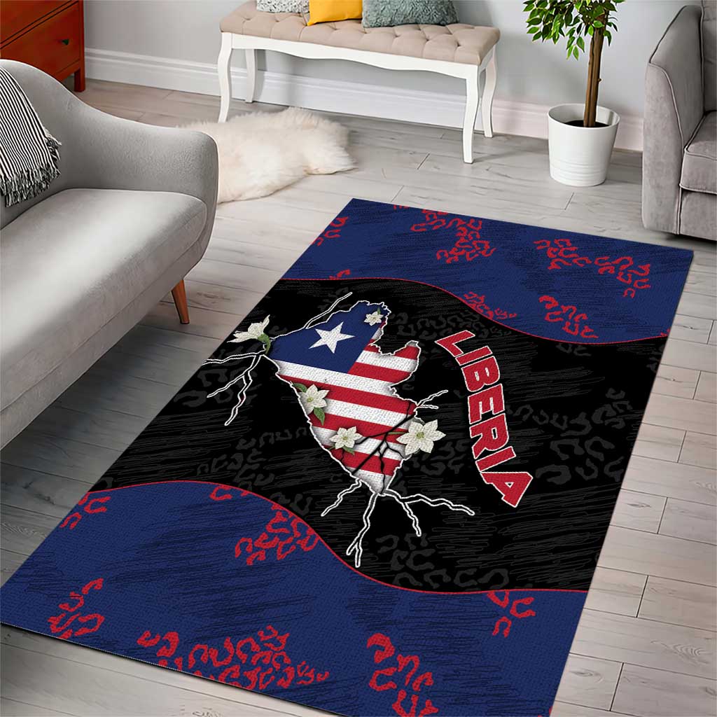 Liberia Area Rug Map With Pepper Flowers Scratch Texture