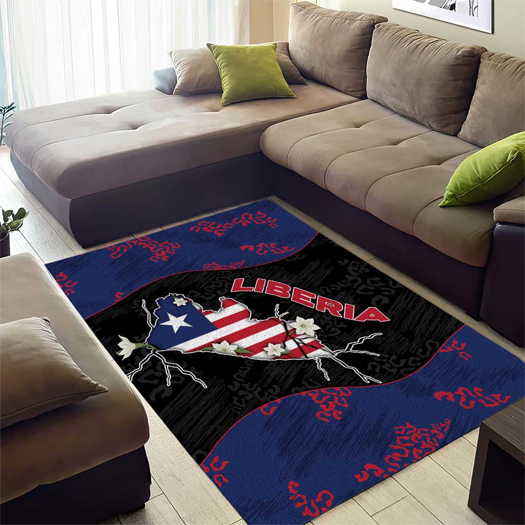 Liberia Area Rug Map With Pepper Flowers Scratch Texture