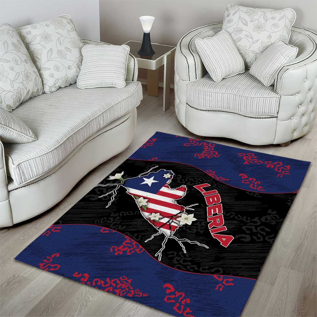 Liberia Area Rug Map With Pepper Flowers Scratch Texture