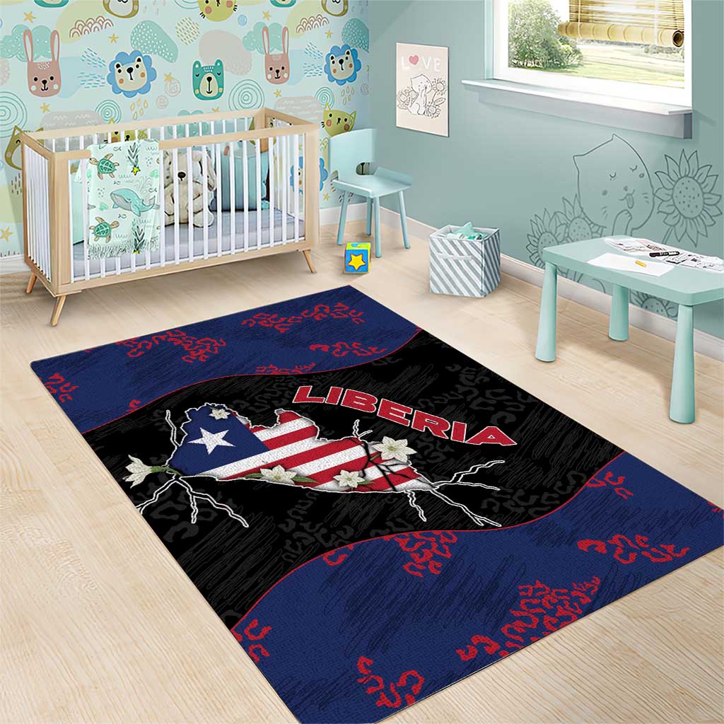 Liberia Area Rug Map With Pepper Flowers Scratch Texture