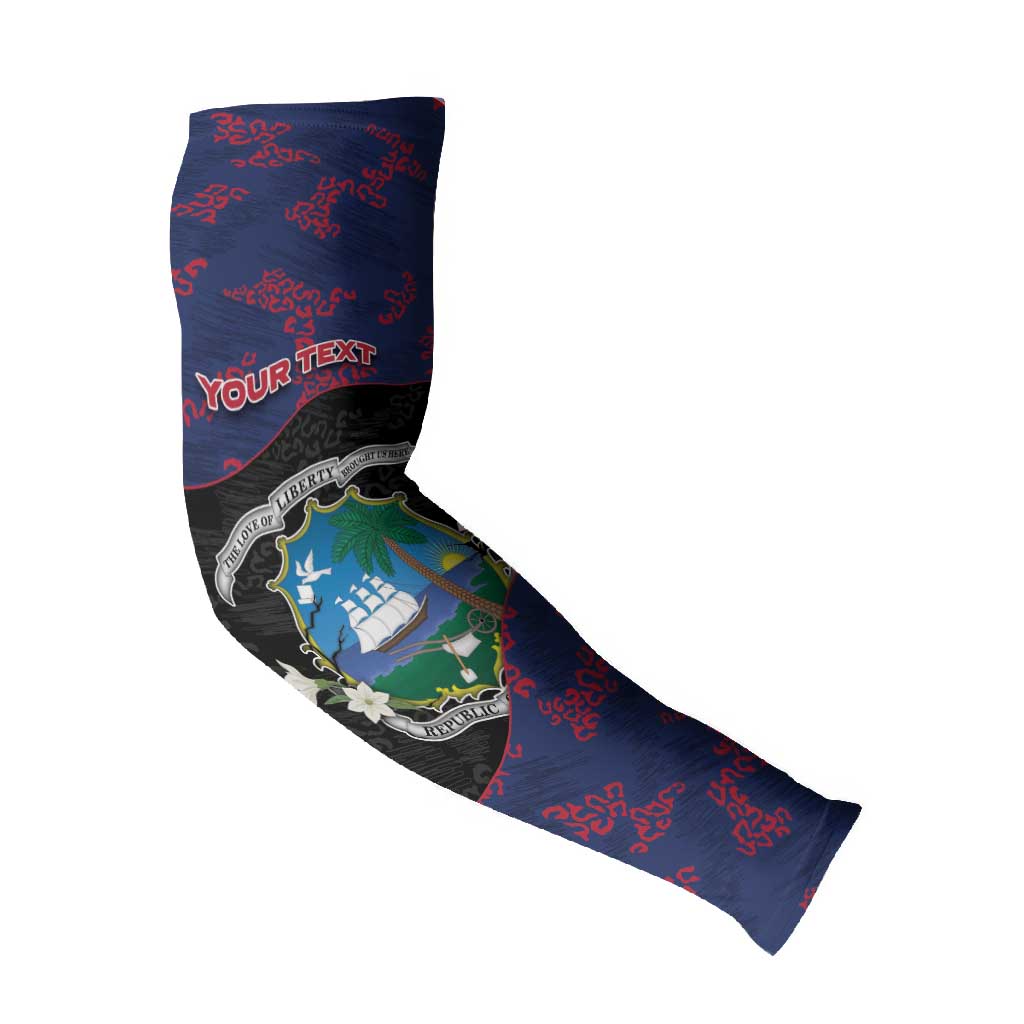 Personalized Liberia Arm Sleeves Map With Pepper Flowers Scratch Texture