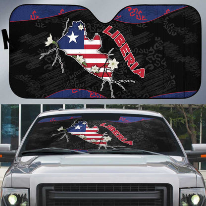 Liberia Auto Sun Shade Map With Pepper Flowers Scratch Texture