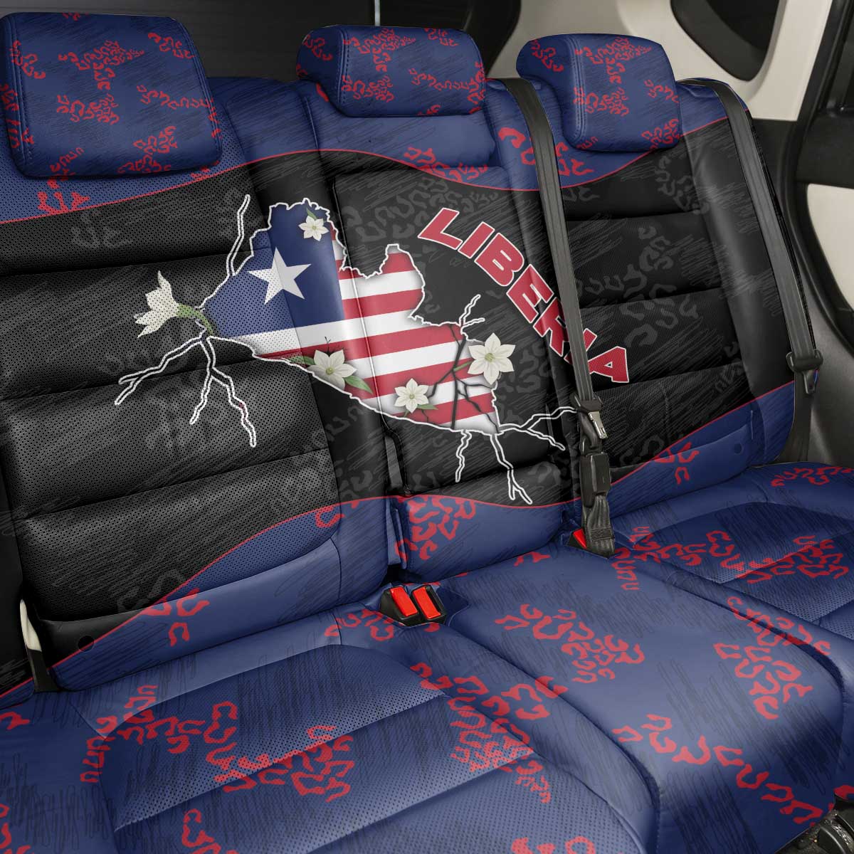 Liberia Back Car Seat Cover Map With Pepper Flowers Scratch Texture