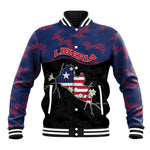 Personalized Liberia Baseball Jacket Map With Pepper Flowers Scratch Texture