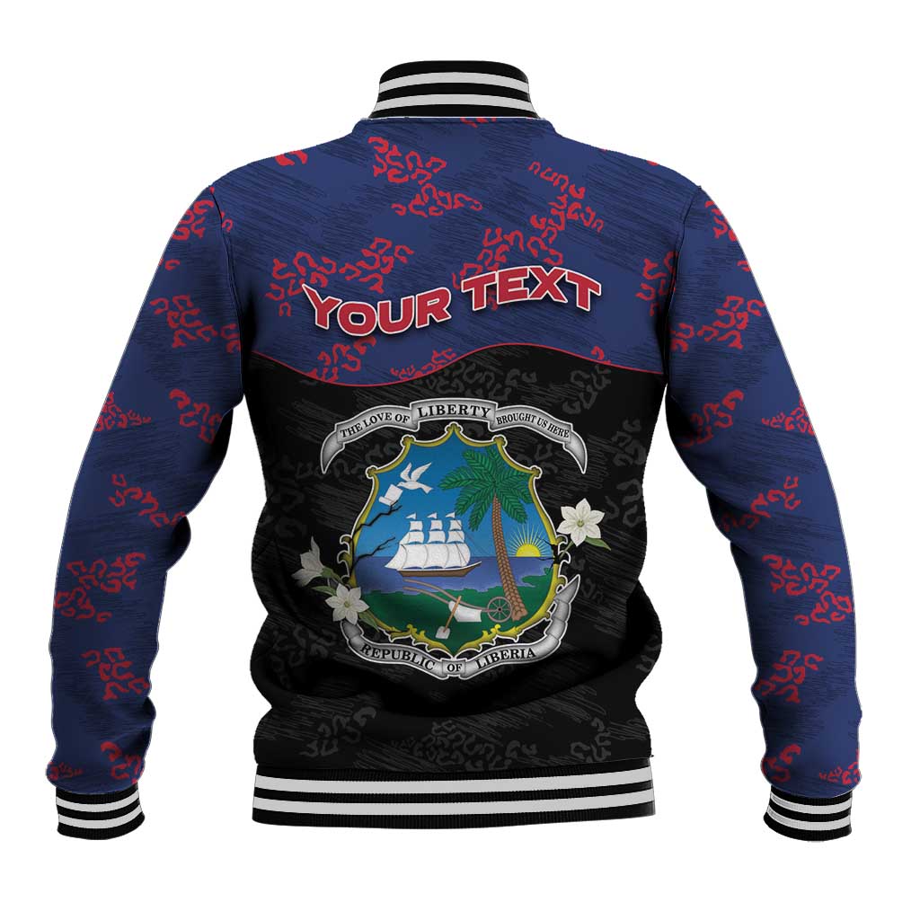 Personalized Liberia Baseball Jacket Map With Pepper Flowers Scratch Texture