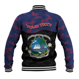 Personalized Liberia Baseball Jacket Map With Pepper Flowers Scratch Texture