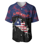 Personalized Liberia Baseball Jersey Map With Pepper Flowers Scratch Texture