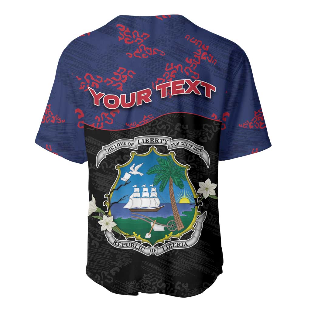 Personalized Liberia Baseball Jersey Map With Pepper Flowers Scratch Texture