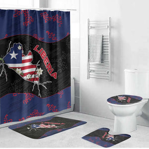 Liberia Bathroom Set Map With Pepper Flowers Scratch Texture