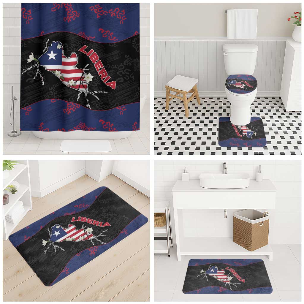 Liberia Bathroom Set Map With Pepper Flowers Scratch Texture