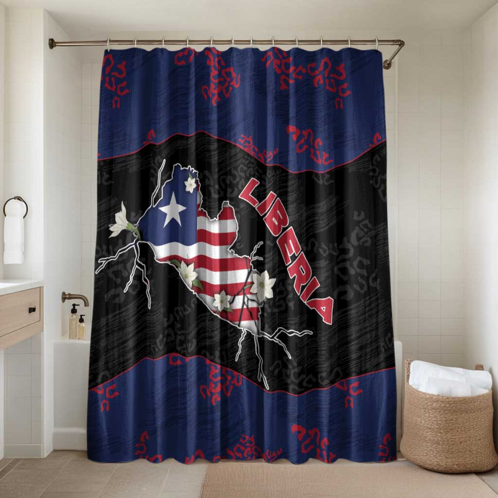 Liberia Bathroom Set Map With Pepper Flowers Scratch Texture