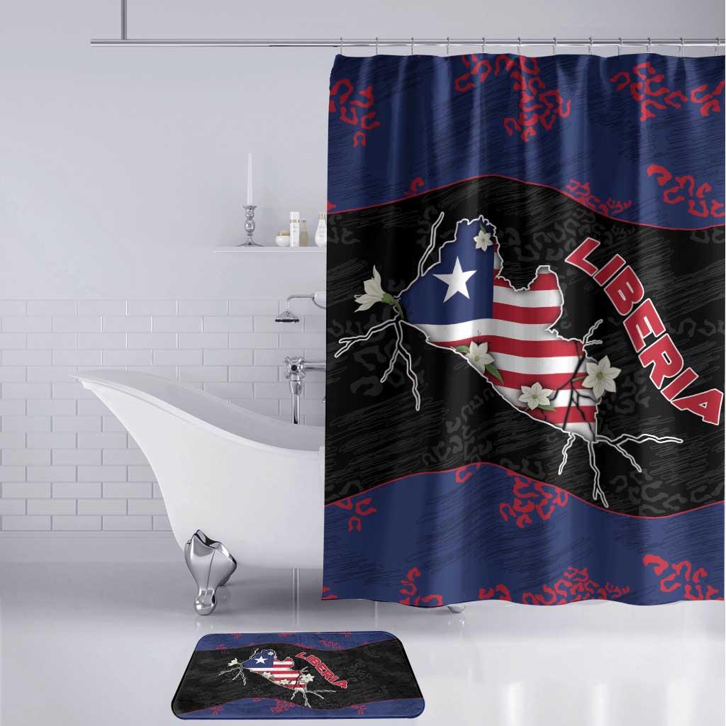 Liberia Bathroom Set Map With Pepper Flowers Scratch Texture