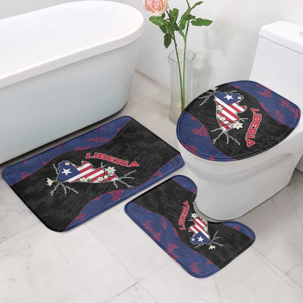 Liberia Bathroom Set Map With Pepper Flowers Scratch Texture