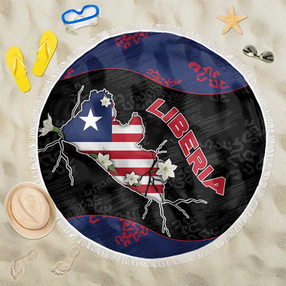 Liberia Beach Blanket Map With Pepper Flowers Scratch Texture