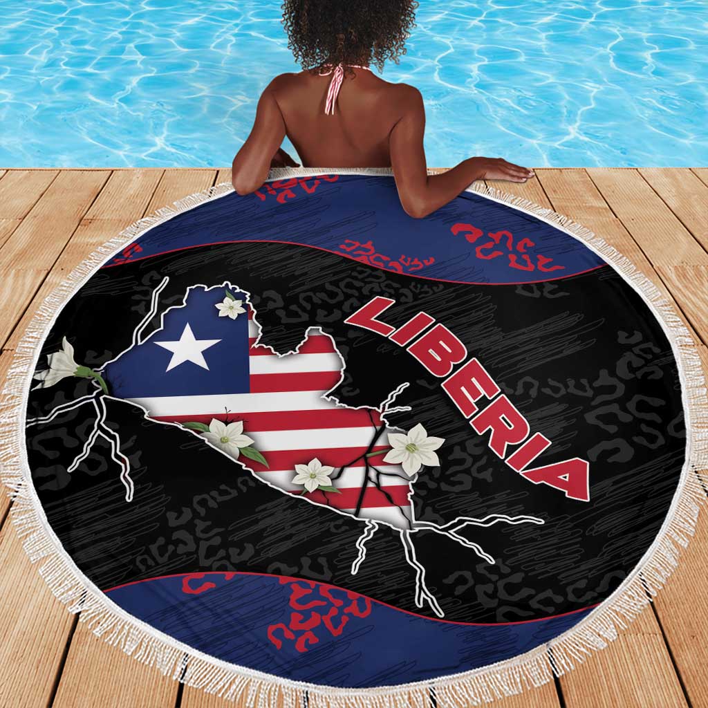 Liberia Beach Blanket Map With Pepper Flowers Scratch Texture