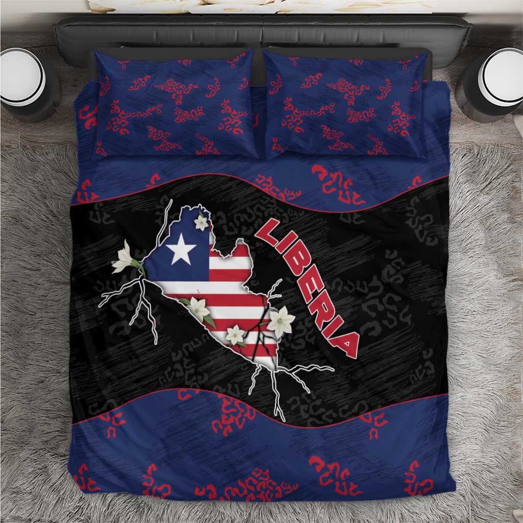 Liberia Bedding Set Map With Pepper Flowers Scratch Texture