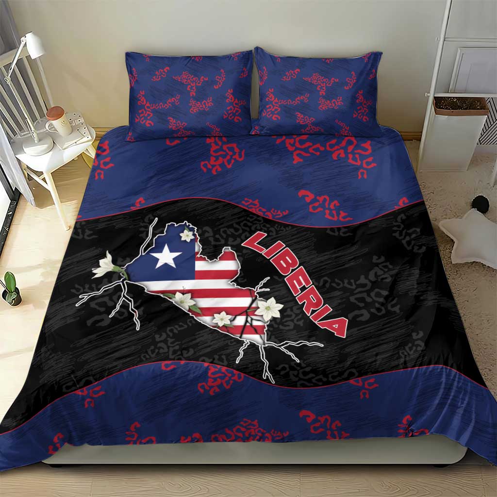 Liberia Bedding Set Map With Pepper Flowers Scratch Texture