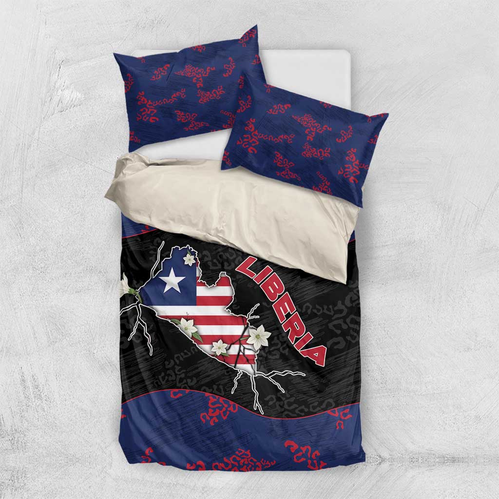 Liberia Bedding Set Map With Pepper Flowers Scratch Texture