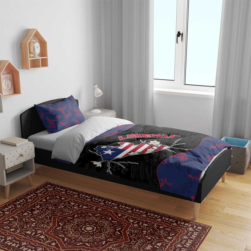Liberia Bedding Set Map With Pepper Flowers Scratch Texture