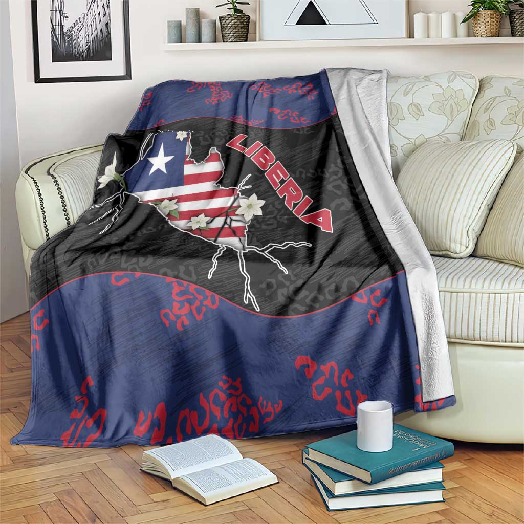 Liberia Blanket Map With Pepper Flowers Scratch Texture
