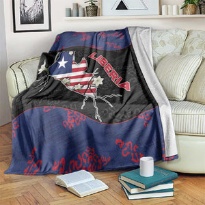 Liberia Blanket Map With Pepper Flowers Scratch Texture