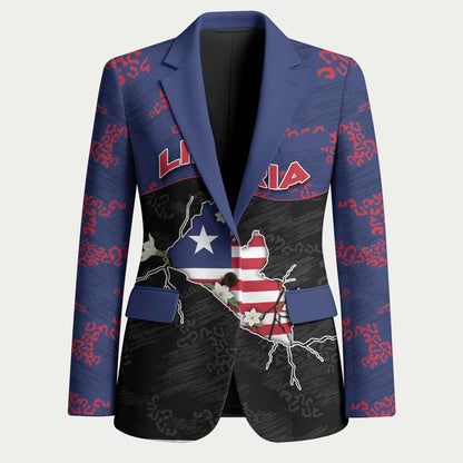 Personalized Liberia Blazer Map With Pepper Flowers Scratch Texture